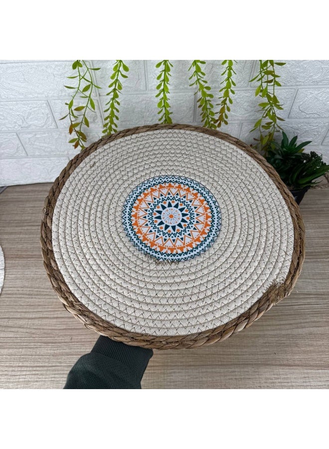 NAMA Round Shaped Eco-Friendly Mandala Pot Trivets Large Braided Woven Trivet Coaster, Cotton Thread Weave Cup Coaster Hot Pot Dish Trivet Pad Mat for Kitchen Cooking Supplies 35 CM - Image 3